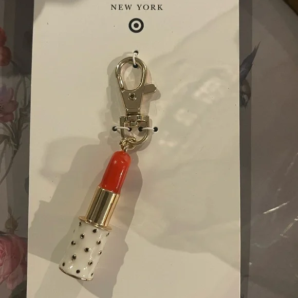 Kate Spade Red and White Lipstick Keychain - Picture 2 of 4